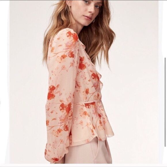 Wilfred Aritzia Nadine Floral Wrap Top Size XXS - Picture 3 of 11